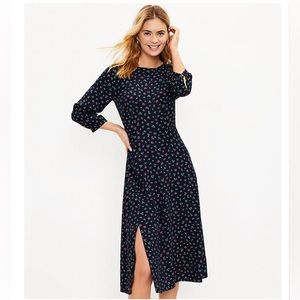 NWT LOFT Floral Slit Midi Dress